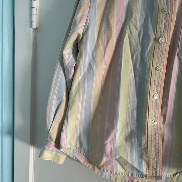 LL Bean Vintagr Oxford Button Down Shirt, Pastel Stripe, S Petite - Picture 4 of 9